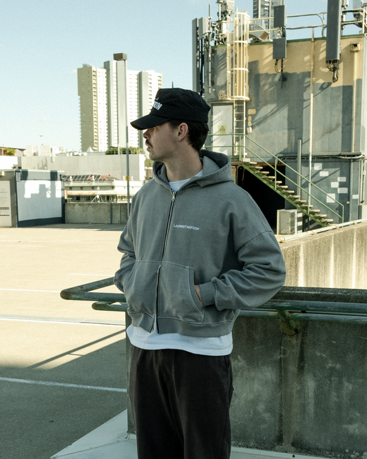 LW ZIPPED HOODIE - WASHED GREY - HOODIE